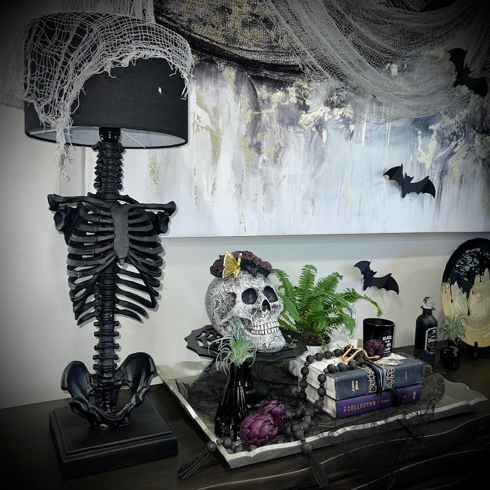 skeleton lamp on display
