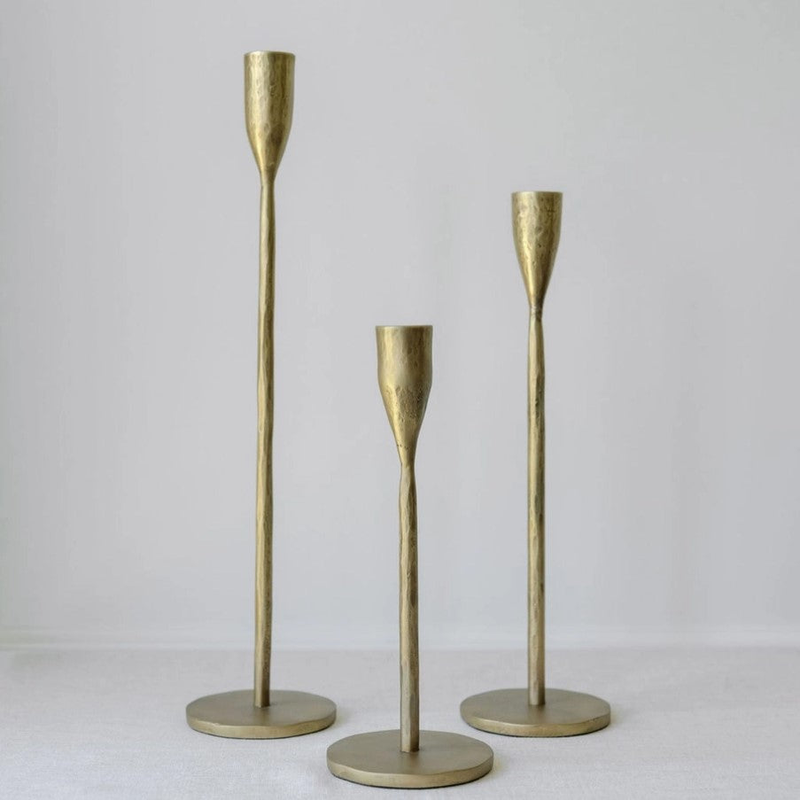 candle holders :: handcrafted antique brass {Set of 3}