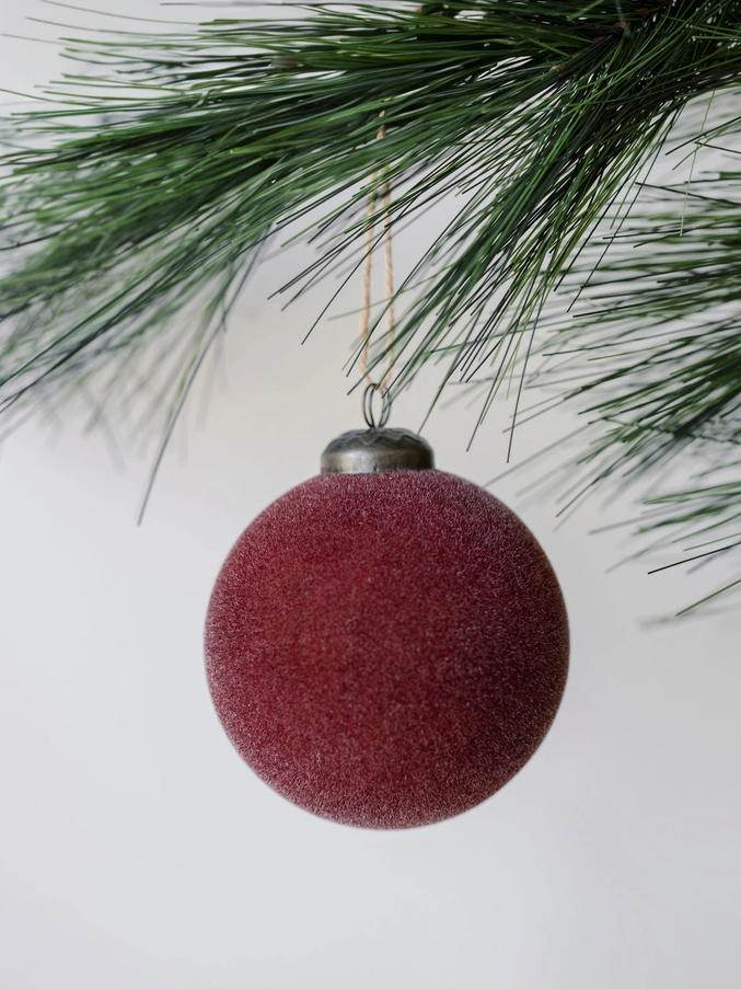 ornaments :: flocked bordeaux glass {set of 6}