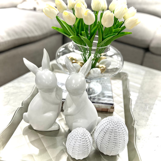 egg :: white wicker 5”H