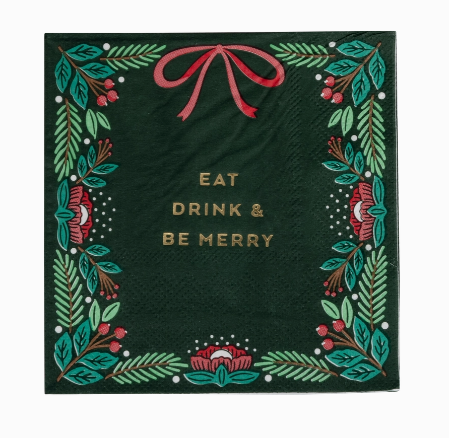 eat drink & be merry cocktail napkins