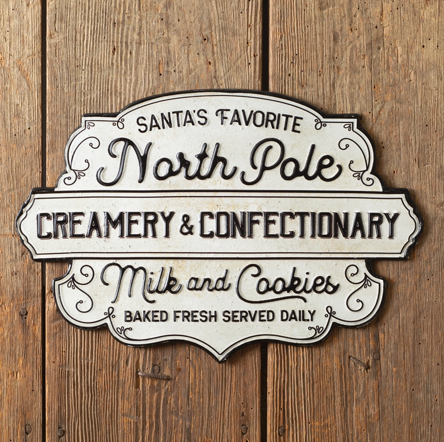 north pole creamery metal sign