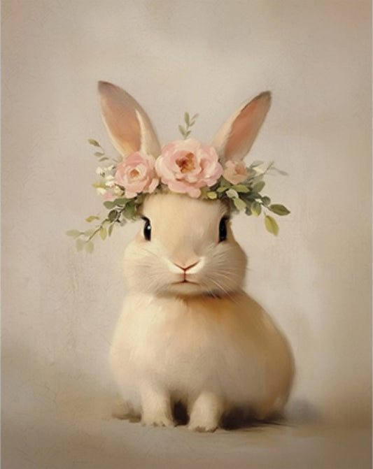 print :: bunny with floral crown
