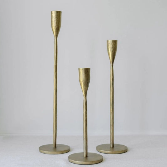 candle holders :: handcrafted antique brass {Set of 3}