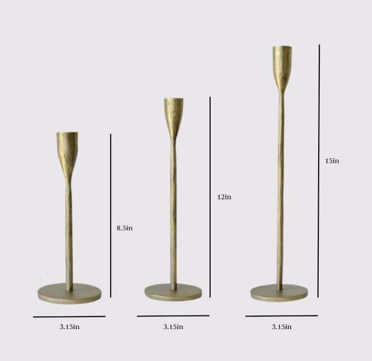 candle holders :: handcrafted antique brass {Set of 3}
